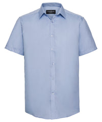 Russell Athletic Short Sleeve Herringbone Shirt - Light Blue