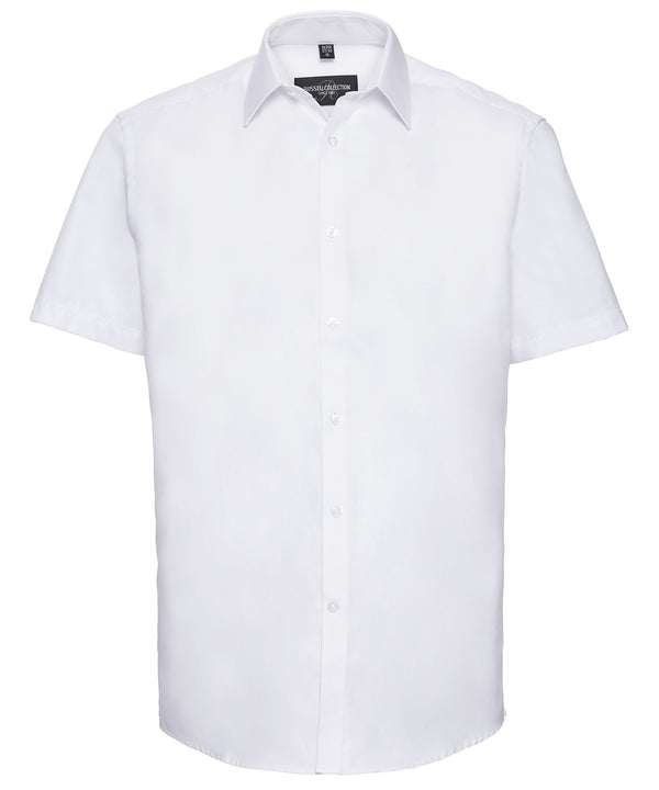 Russell Athletic Short Sleeve Herringbone Shirt - White