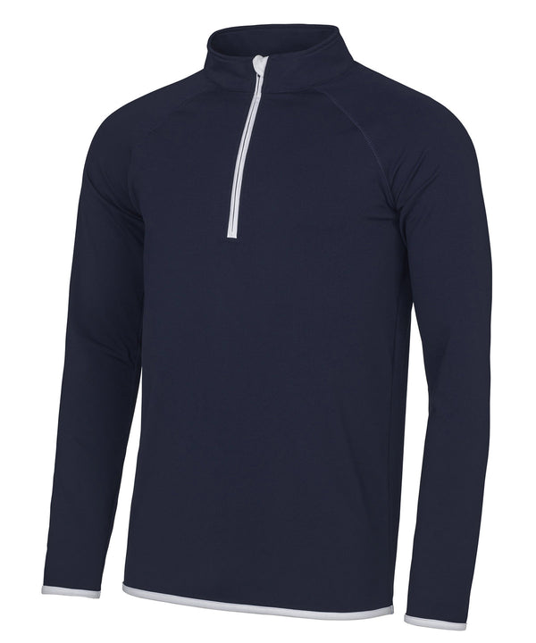 AWDis Cool ½ Zip Sweatshirt - French Navy/Arctic White