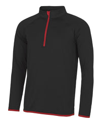 AWDis Cool ½ Zip Sweatshirt - Jet Black/Fire Red