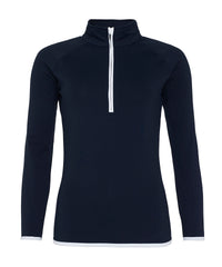 AWDis Women's Cool ½ Zip Sweatshirt - French Navy/Arctic White