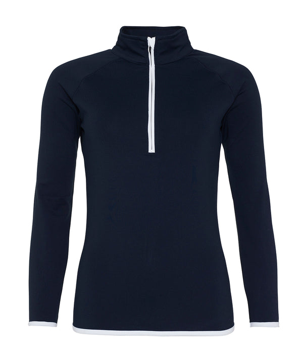 AWDis Women's Cool ½ Zip Sweatshirt - French Navy/Arctic White
