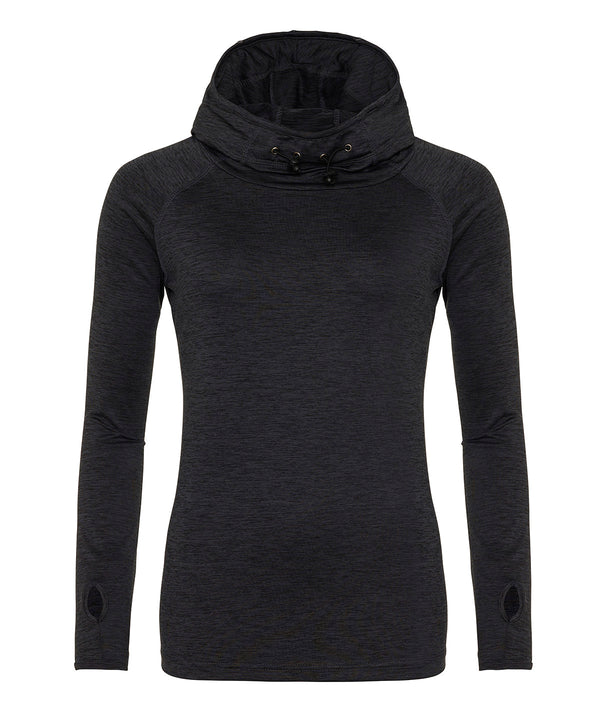 AWDis Women's Cool Cowl Neck Top - Black Slate Melange