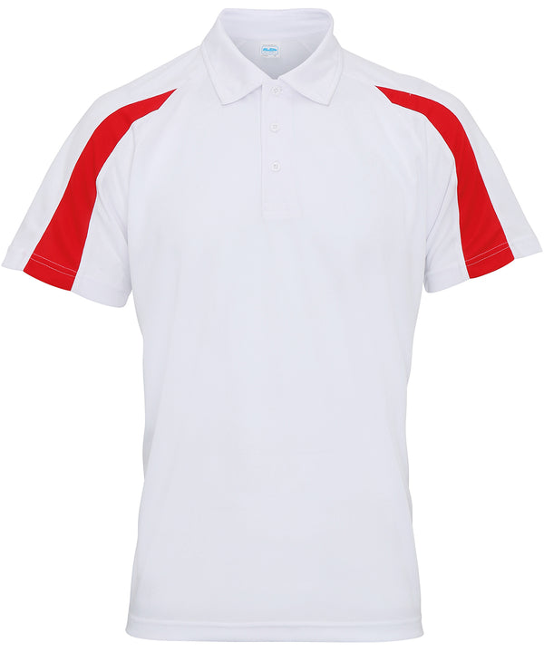 AWDis Contrast Cool Polo - Arctic White/Fire Red