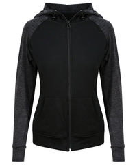 AWDis Women's Cool Contrast Zoodie - Black/Black Slate Melange