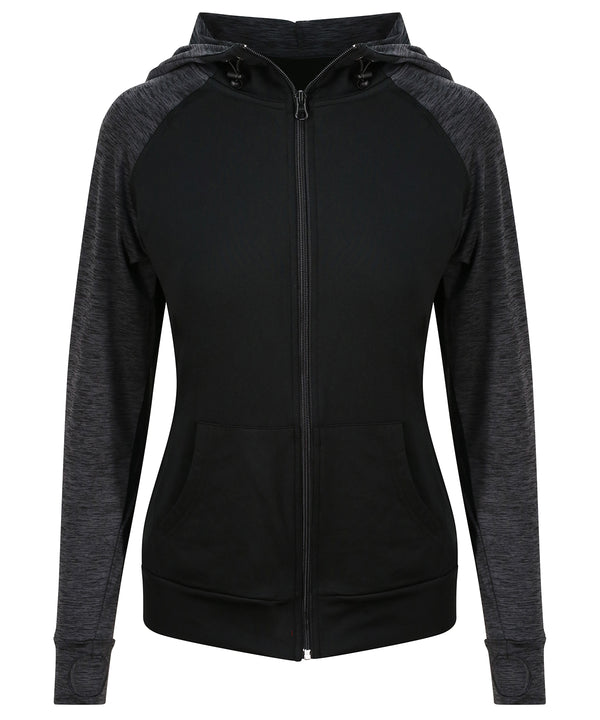 AWDis Women's Cool Contrast Zoodie - Black/Black Slate Melange
