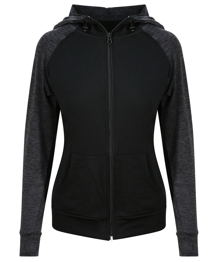 AWDis Women's Cool Contrast Zoodie - Black/Black Slate Melange