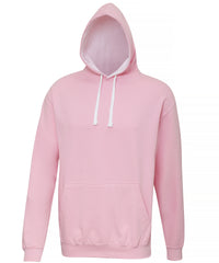 AWDis Varsity Hoodie - Baby Pink/Arctic White