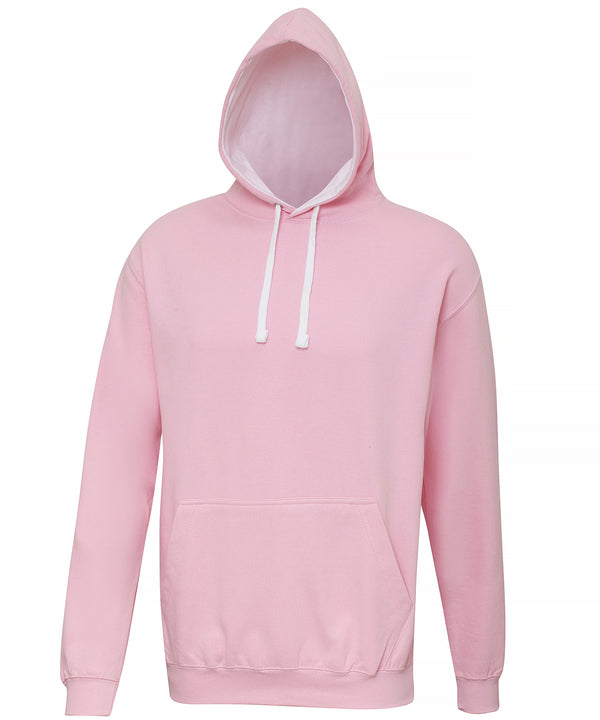 AWDis Varsity Hoodie - Baby Pink/Arctic White