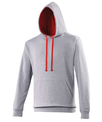 AWDis Varsity Hoodie - Heather Grey/Fire Red*
