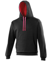AWDis Varsity Hoodie - Jet Black/Hot Pink*