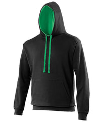 AWDis Varsity Hoodie - Jet Black/Kelly Green*