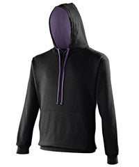 AWDis Varsity Hoodie - Jet Black/Purple