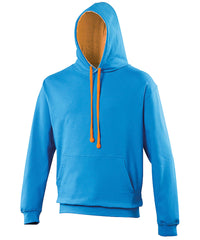 AWDis Varsity Hoodie - Sapphire Blue/Orange Crush*