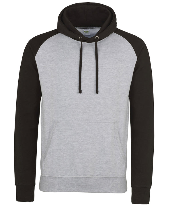 AWDis Baseball Hoodie - Heather Grey/Jet Black