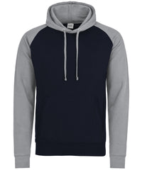 AWDis Baseball Hoodie - Oxford Navy/Heather Grey