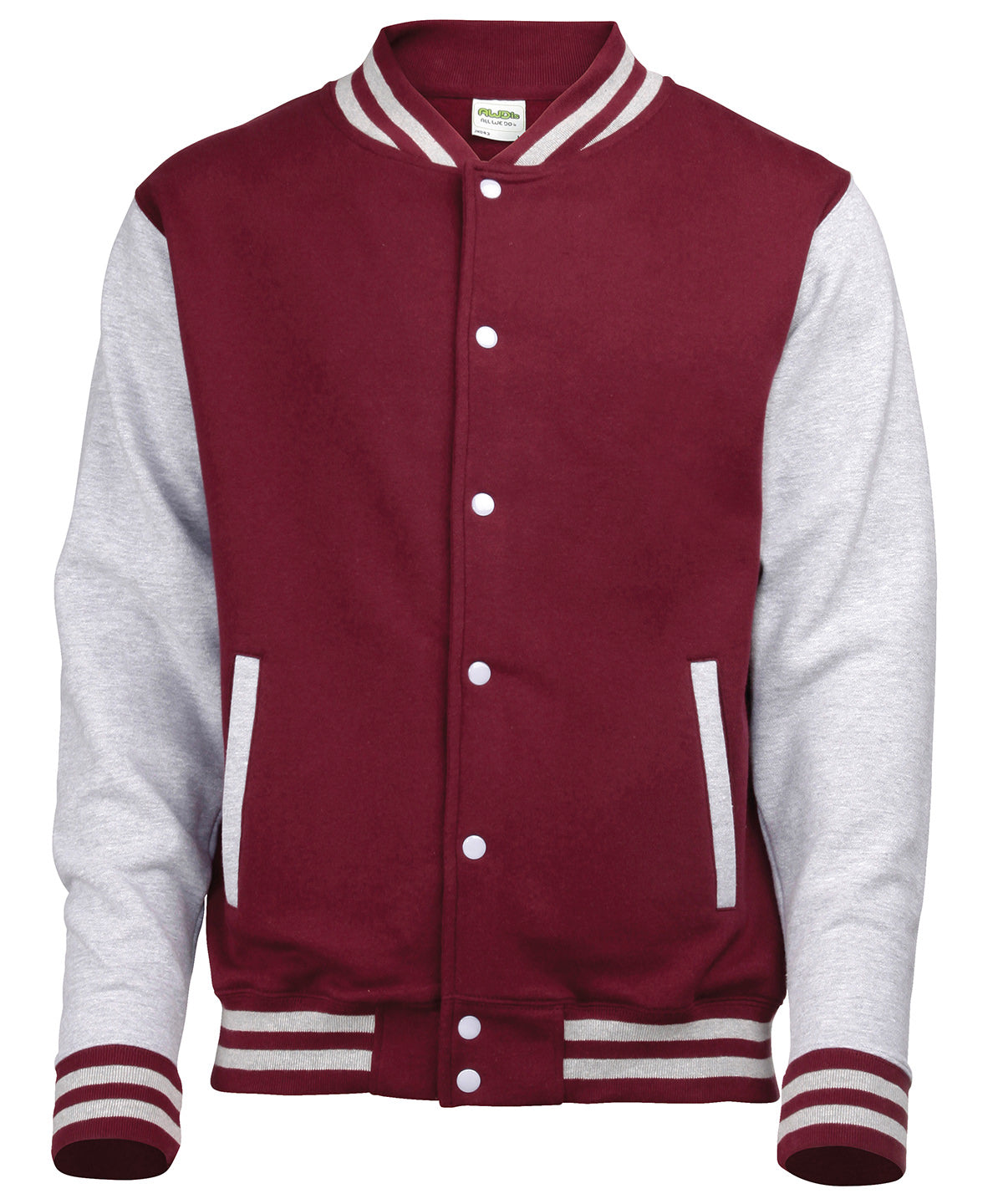 AWDis Varsity Jacket - Burgundy/Heather Grey*