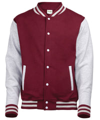 AWDis Varsity Jacket - Burgundy/Heather Grey*