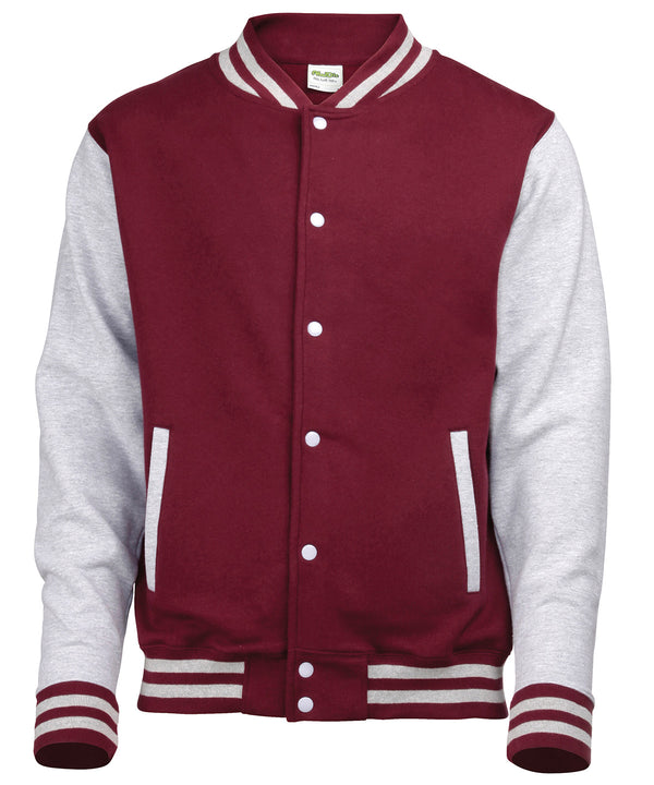 AWDis Varsity Jacket - Burgundy/Heather Grey*