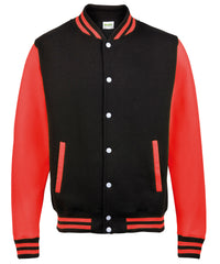 AWDis Varsity Jacket - Jet Black/Fire Red*