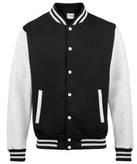 AWDis Varsity Jacket - Jet Black/Heather Grey