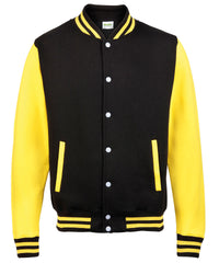 AWDis Varsity Jacket - Jet Black/Sun Yellow*