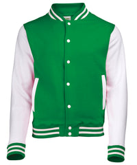 AWDis Varsity Jacket - Kelly Green/White