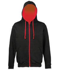 AWDis Varsity Zoodie - Jet Black/Fire Red