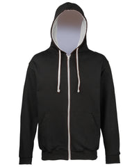 AWDis Varsity Zoodie - Jet Black/Heather Grey