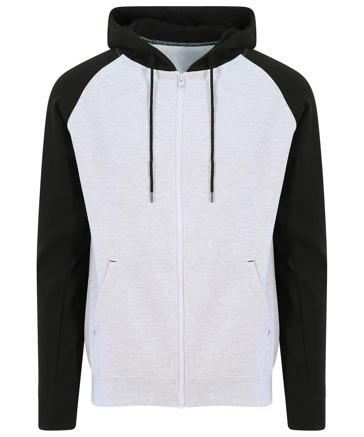 AWDis Baseball Zoodie - Heather Grey/Jet Black