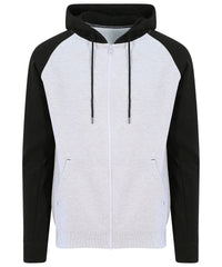 AWDis Baseball Zoodie - Heather Grey/Jet Black