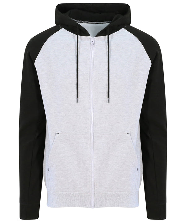 AWDis Baseball Zoodie - Heather Grey/Jet Black