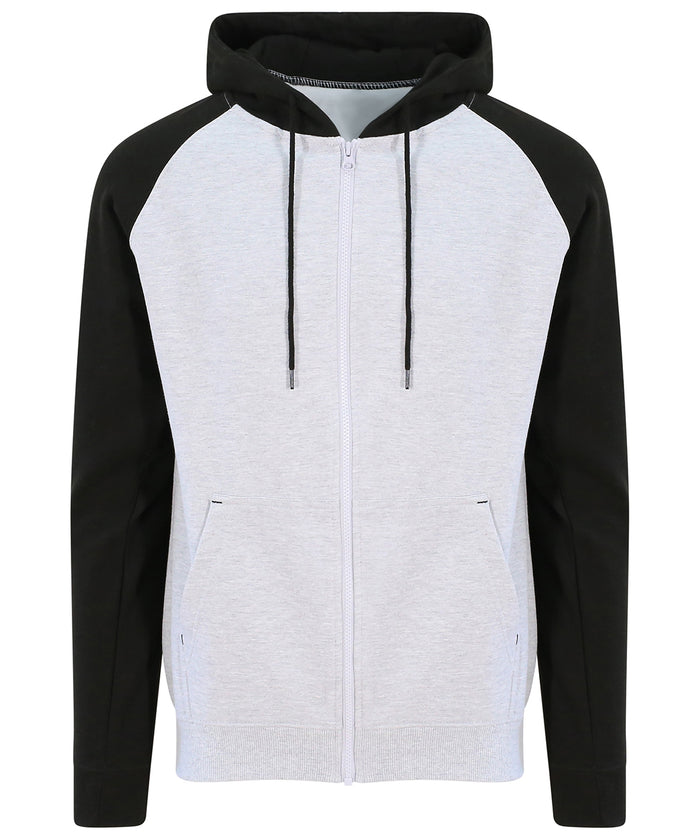 AWDis Baseball Zoodie - Heather Grey/Jet Black