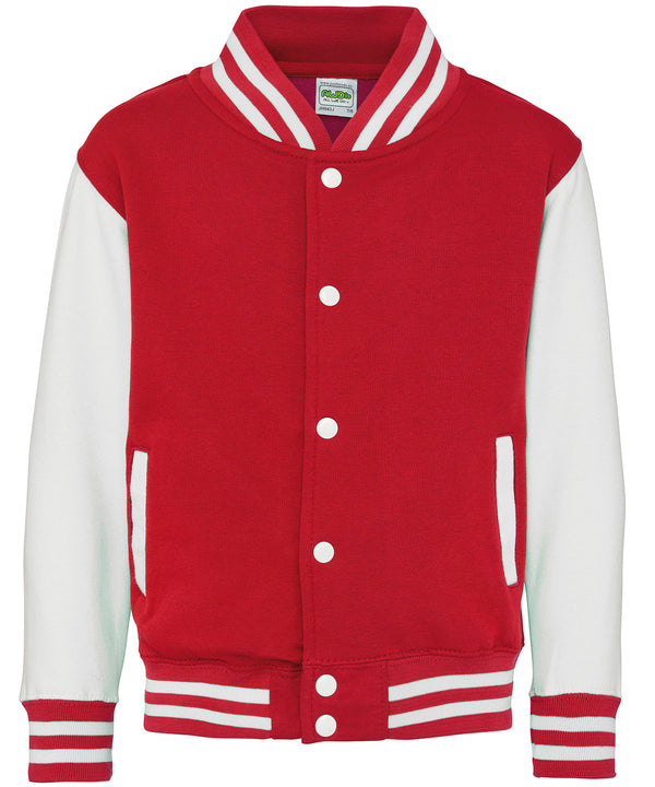 AWDis Kids Varsity Jacket - Fire Red/White