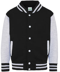 AWDis Kids Varsity Jacket - Jet Black/Heather Grey