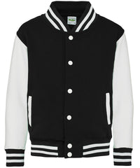 AWDis Kids Varsity Jacket - Jet Black/White