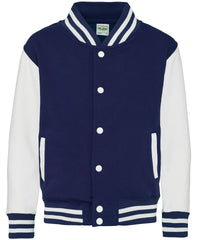 AWDis Kids Varsity Jacket - Oxford Navy/White