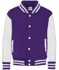 AWDis Kids Varsity Jacket - Purple/White