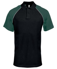 Kariban Polo Baseball Contrast Polo Shirt - Black/Light Grey/Green