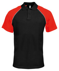 Kariban Polo Baseball Contrast Polo Shirt - Black/Light Grey/Red