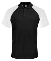 Kariban Polo Baseball Contrast Polo Shirt - Black/Light Grey/White