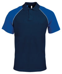 Kariban Polo Baseball Contrast Polo Shirt - Navy/Light Grey/Royal