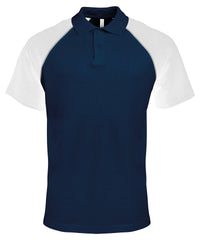 Kariban Polo Baseball Contrast Polo Shirt - Navy/Light Grey/White