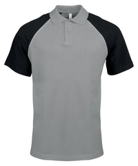 Kariban Polo Baseball Contrast Polo Shirt - Slate Grey/Light Grey/Black