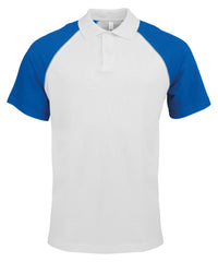 Kariban Polo Baseball Contrast Polo Shirt - White/Light Grey/Royal