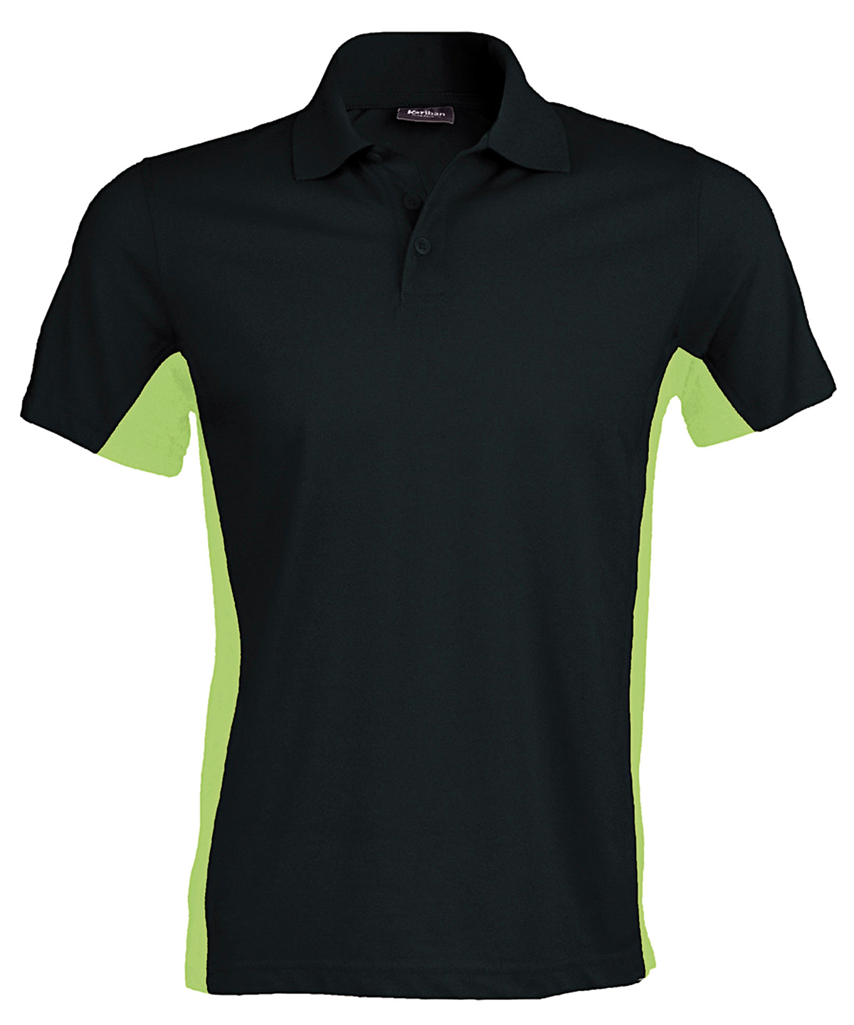 Kariban Flags Short Sleeve Bi-colour Polo Shirt - Black/Lime
