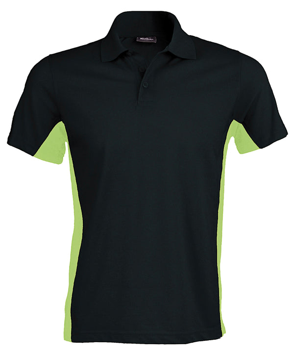 Kariban Flags Short Sleeve Bi-colour Polo Shirt - Black/Lime