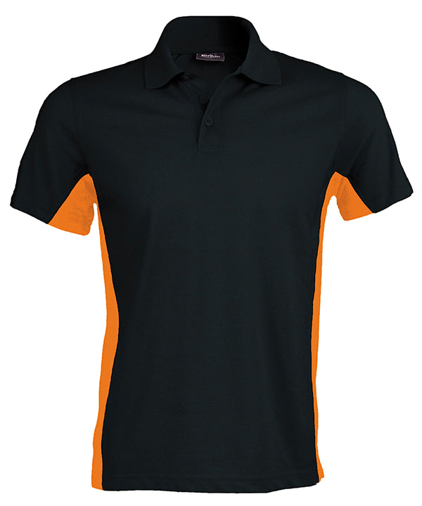 Kariban Flags Short Sleeve Bi-colour Polo Shirt - Black/Orange
