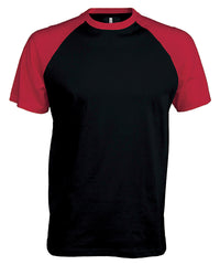 Kariban Baseball Short-sleeved Two-tone T-shirt - Black/Red