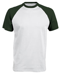 Kariban Baseball Short-sleeved Two-tone T-shirt - White/Forest